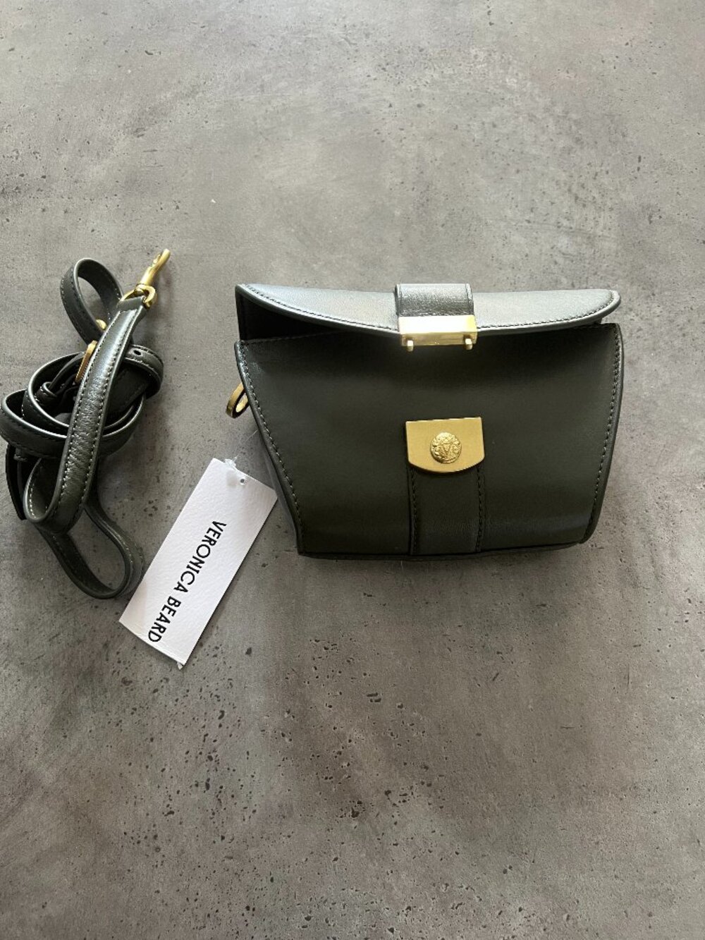 Veronica Beard Olive Green Leather Mini Crossbody Bag — NWT